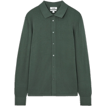COS Mens Standard Fit Silk Cotton Blended Lapel Sweater Dark Green 2024 New Product 1215784002