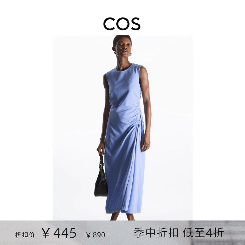 COS women's clothing casual version of fish bone pleats plexicated dress light blue new pint 1084820003 -Taobao