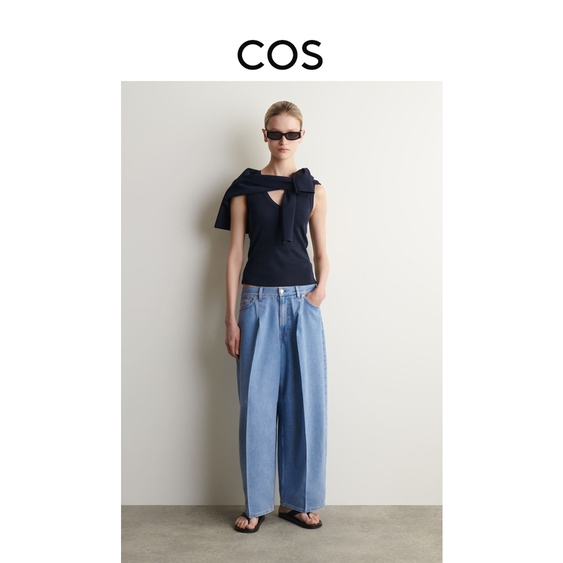 Cos Women's Casual Mid-Waist Barrel-Shaped Jeans Light Blue 2026 Autumn New Product 1298857007