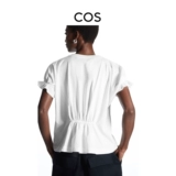 COS Женская стандартная версия круглой шеи складывающейся пузырьковой рукава T -Fore White 1130575001