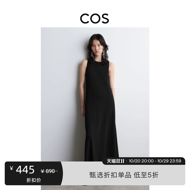 Cos Women's Standard Fit Sleeveless Knitted Long Dress Black 1284375002