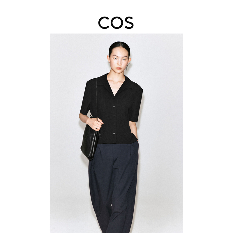 Cos Women's Clothing Casual Fit Cuban Collar Short-Sleeved Shirt Black 2026 Autum New Product 1364199001 Cos Women's Clothing Casual Fit Cuban Collar Short-Sleeved Shirt Black 2026 Autum New Product 1364199001