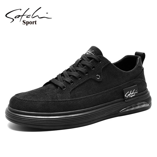 Satchi/Satchi Men's Shoes Winter New Men's Sneakers Trendy Versatile Casual Cloth Shoes Pure Black Sports Shoes
