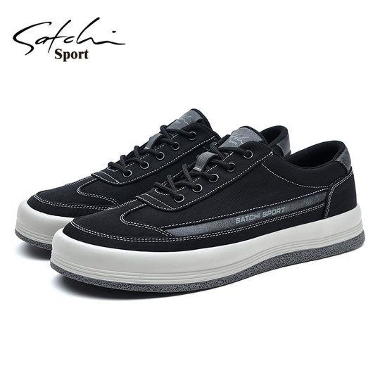 Shachi Men's Shoes Genuine Autumn New Soft-Soled Lightweight Casual Men's Sneakers New Trendy Versatile Canvas Shoes