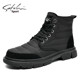 Satchi Men's Winter Martin Boots Trendy Versatile High-Top Shoes with Fleece Lining Warm Work Boots