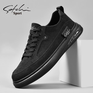 Satchi/Satchi Men's Shoes Winter New Men's Sneakers Trendy Versatile Casual Cloth Shoes Pure Black Sports Shoes