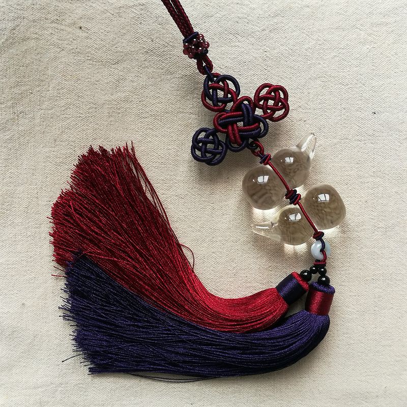 Natural white crystal hyacinth car rear lighting mirror car pendant Fulu Ping An in-car Home Residence Ornament