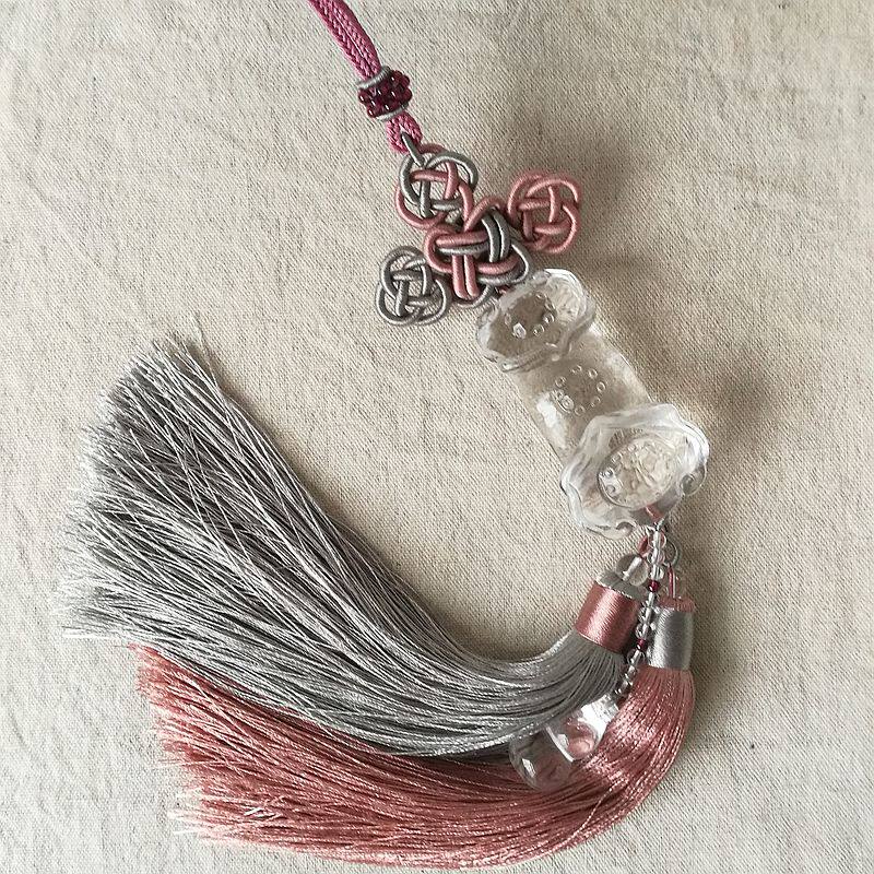 Natural white crystal Ruyi car pendant Safety car decoration pure hand woven home accessories