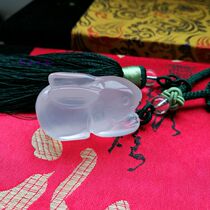 Natural white crystal cute Jade Rabbit car key hanging bag hanging happy guard car accessories