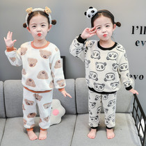 Japan Soft Honeyautumn Winter Children Coral Suede Sleeping Clothing Cartoon Flannel Suede Gush Warm Family Clothing