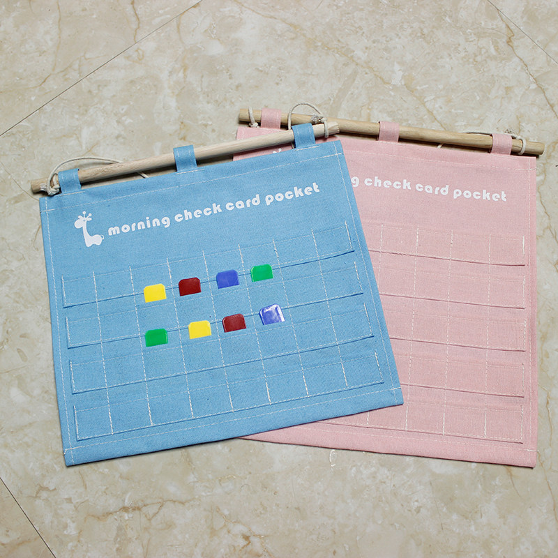 Morning inspection card inserts 50 pieces of inserts plastic sheet morning inspection card morning inspection sheet kindergarten Canvas Cartoon Morning Check Bag