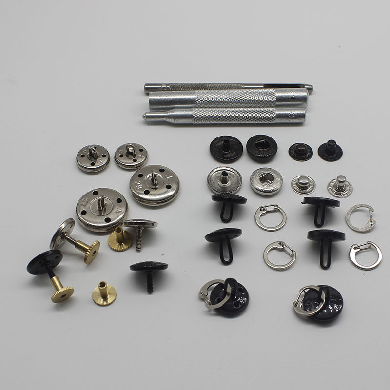 New each unit with black silver color screw snap ring snap fastener silver ring buckle black metal gold