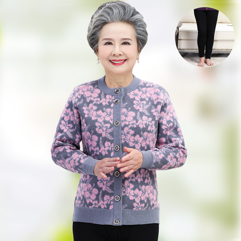 phụ nữ trung niên già ấm đồ lót dày cộng với nhung cardigan đơn mảnh áo mẹ bà sân lớn người già mặc khéo léo bên ngoài vào mùa đông.