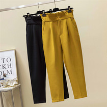 Large size womens dress Summer display slim fit with high waist west clothing pants Fat younger sister 200 catty straight cylinder loose with small foot pants
