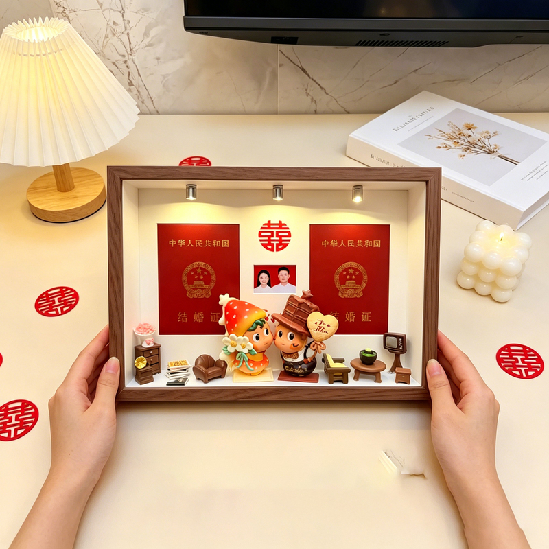 Star People's Heart-Pounding Collection of Wedding Certificate Registration Photos Display Box Landscaping Figurine Storage Photo Frame DIY Newlywed Star People's Heart-Pounding Collection of Wedding Certificate Registration Photos Display Box Landscaping Figurine Storage Photo Frame DIY Newlywed
