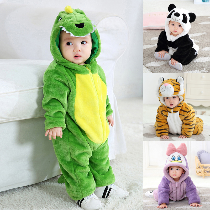 Autumn and Winter Baby Jumpsuit, Cute Thickened Cotton-Padded Romper for Going Out, Animal Pajamas, Loungewear, Trendy