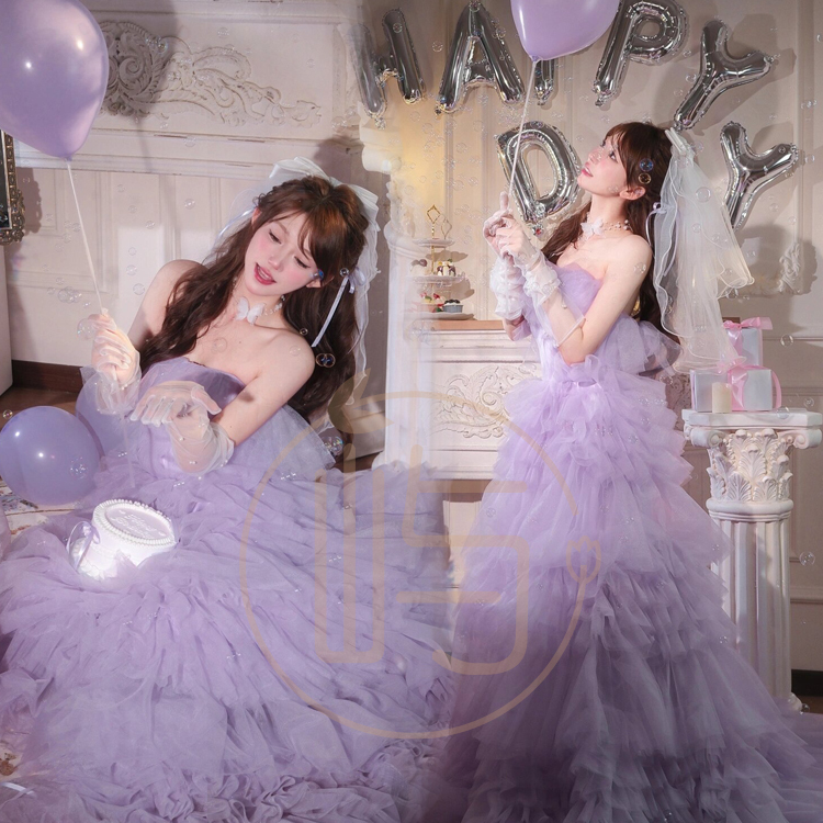 Photo Studio's New Dreamy Purple Wedding Dress for Girls' Birthday Photoshoot, Photography Outfit for Young Ladies, Celebrity Photo Shoot Dress Photo Studio's New Dreamy Purple Wedding Dress for Girls' Birthday Photoshoot, Photography Outfit for Young Ladies, Celebrity Photo Shoot Dress