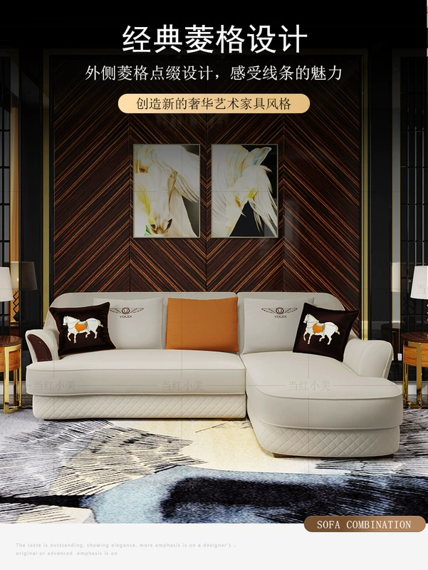 Ý nhẹ kết hợp sofa sang trọng phòng khách Mỹ góc sofa kích thước căn hộ sofa căn hộ loại L dự án - Ghế sô pha
