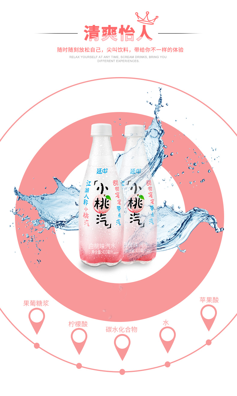上海老牌 延中 小桃汽 白桃味汽水 410ml*12瓶 图7