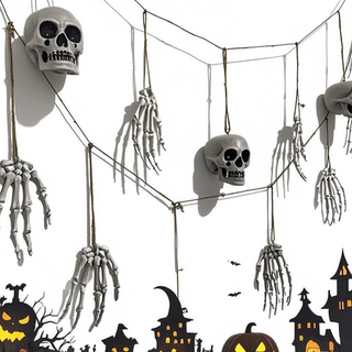 Halloween Decoration Horror Props Skull Skull Bracelet Connected to Haunted House Secret Room Hanging Decorations Indoor Decoration Ornaments