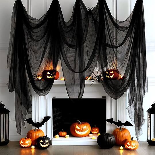 Halloween decoration gauze hanging cloth hole black blood stained cloth indoor horror scene outdoor layout props