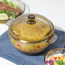 Tea Colour Glass Bowl Home 2021 New Glass Saucepan Double Ear Foam Noodle Bowl Soup Saucepan Suit Microwave Glass Bowl
