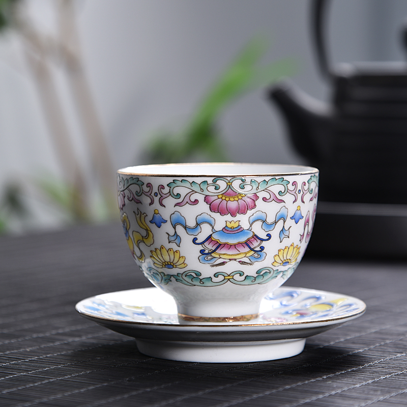 Hui shi tea colored enamel hand - made ceramic cups sample tea cup kung fu tea cups of tea cup single CPU