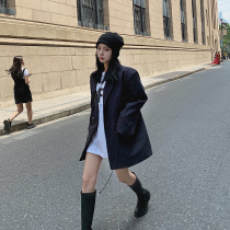 SUN11 Harajuku style blazer women 2021 Spring and Autumn new design sense stripe loose Joker Street suit