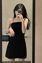 SUN11 Diamond velvet suspender skirt women 2021 autumn and winter New Fashion interior with loose base short dress