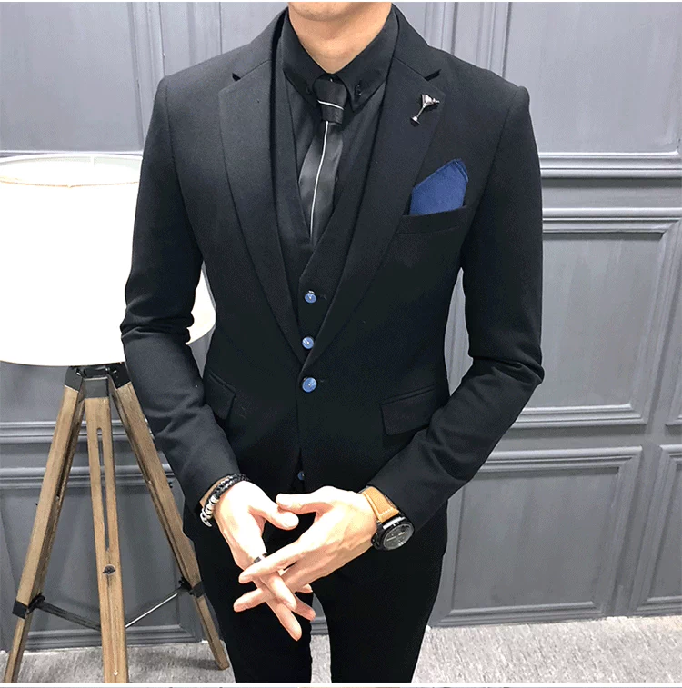 Bộ đồ vest nam mùa thu phiên bản Hàn Quốc của xu hướng tự trồng phù hợp với giới trẻ Quần tây Anh 3 bộ quần áo tạo mẫu tóc quần kaki nam đẹp