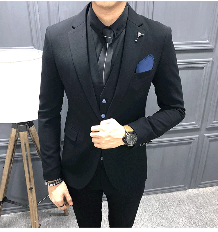 Bộ đồ vest nam mùa thu phiên bản Hàn Quốc của xu hướng tự trồng phù hợp với giới trẻ Quần tây Anh 3 bộ quần áo tạo mẫu tóc quần kaki nam đẹp