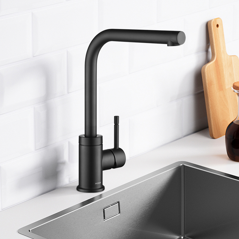 Moen Sink Hot and Cold Water Copper Faucet All Copper Right Angle Kitchen Sink Black Faucet Gn60400Bl