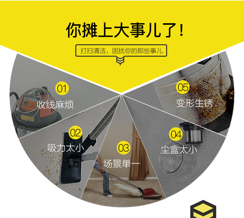 苏泊尔 干湿吹三用桶式吸尘器 配多吸头 一键收线 图9