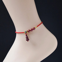 Natural raw mine Zhu sand red rope gourd foot chain female hand chain tiger year old life tiger year foot chain Ping An Wangu Ornament Woman
