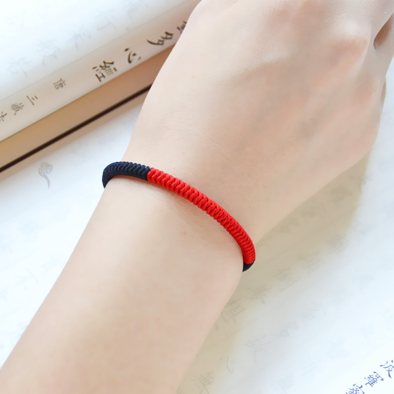 Zhengzong Jiucheng Kumgang red and black rope Handmade male and female Internet transport Ping An small red rope Hand rope with a pair of thick and thin