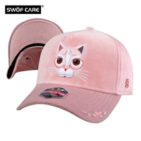 Ngôi sao có cùng đoạn SWOFCARE Swarf 3D thêu Vicky mèo thể thao mũ lưỡi vịt visor bóng chày mũ lưỡi trai nữ - Bóng chày găng tay bóng chày catcher