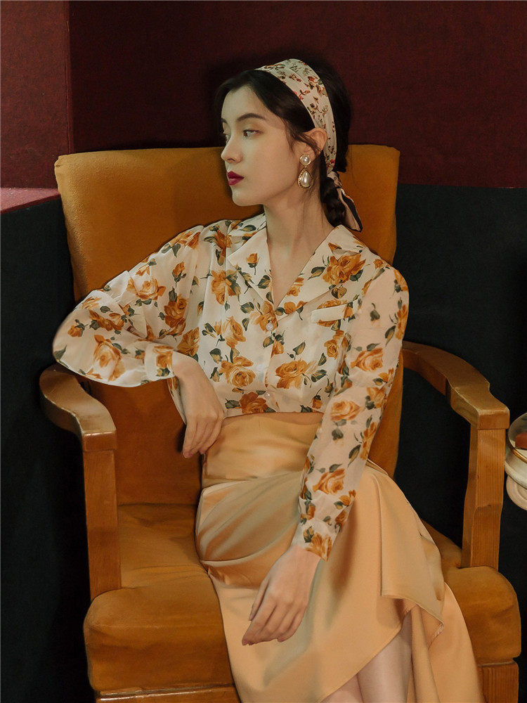 港风复古女装70年代连衣裙套装80年代怀旧服装秋装碎花元素两件套 Taobao