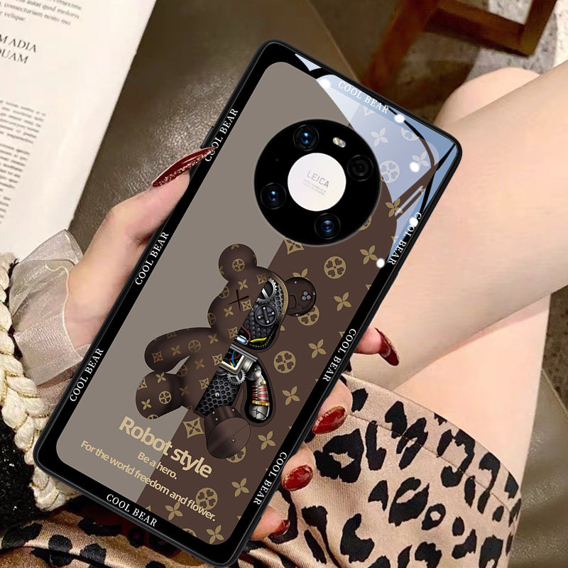 Suitable for Huawei mate40pro mobile phone protection shell new mechanical bear mate30 ultra-thin glass women's personality creative mate40 lens full package anti-fall pro fashion tide man