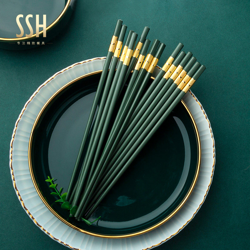 Chopsticks Home upmarket New restaurant anti-slip and mildew Nordic light extravagant Family chopsticks High face value Alloy Chopsticks-Taobao