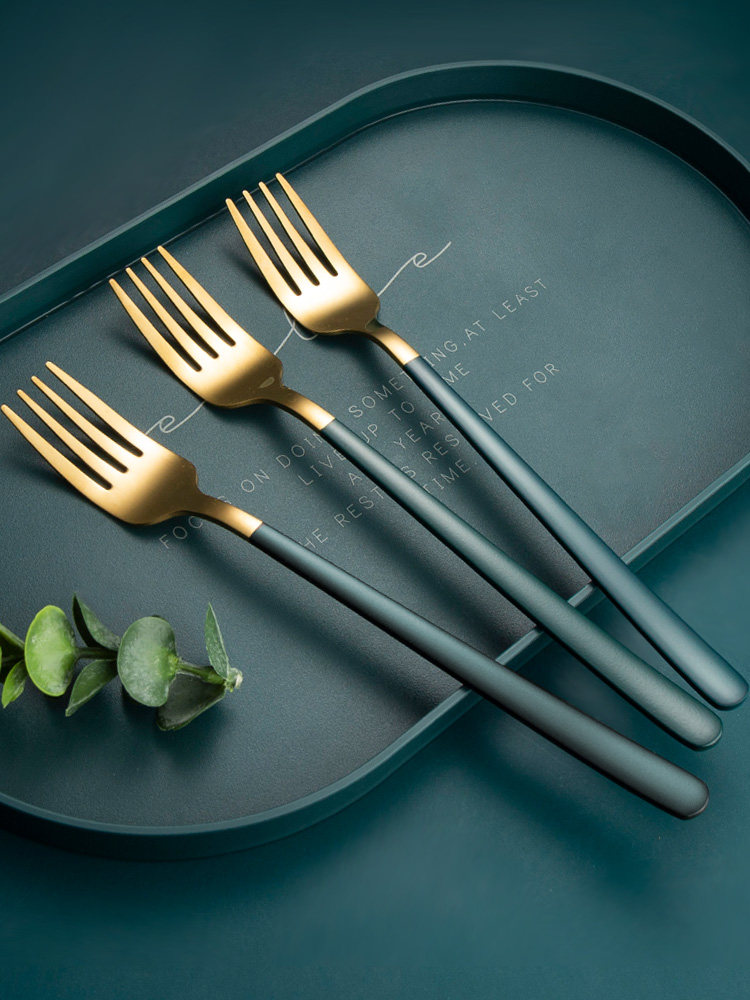 304 stainless steel fork spoon Household light luxury ins wind creative noodle fork Fruit fork Dessert fork Rice fork