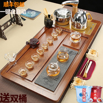 Rengu tea set set household living room integrated large solid wood tea tray tea table complete tea ceremony automatic induction cooker