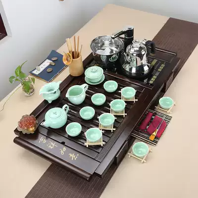 Ren gu tea set set solid wood tea tray tea table Tea home simple modern tea set set full automatic induction cooker