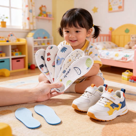 Pure Cotton Insoles, Super Soft and Cuttable, Children's Insoles, Moisture-Wicking, Breathable, Multi-Layer Fabric for Kids and Babies, Suitable for Spring, Summer, Autumn, and Winter
