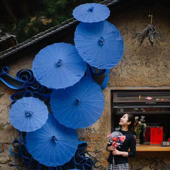 New Chinese-Style Decorative Oil-Paper Umbrella Craft Umbrella Installation Outdoor Waterproof National Style Display Backdrop Window Display Hanging Decoration