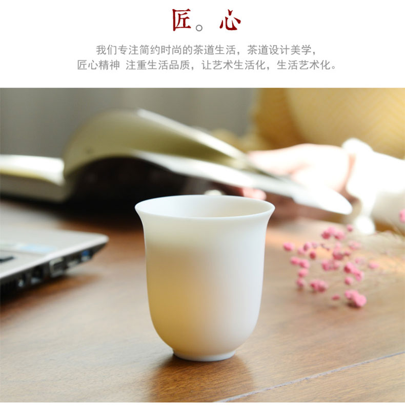 Become precious little Chinese dehua white porcelain suet jade porcelain ceramic cups undressed ore unglazed sample tea cup kung fu tea masters cup