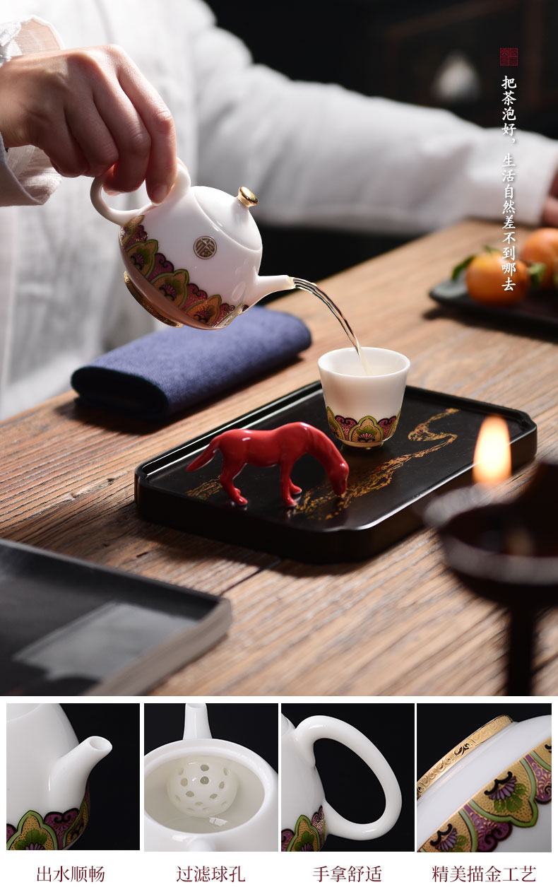 Become precious little creative GongTingXi apparatus kung fu tea set suits for with white porcelain tea tray fuels the teapot teacup high - end gifts