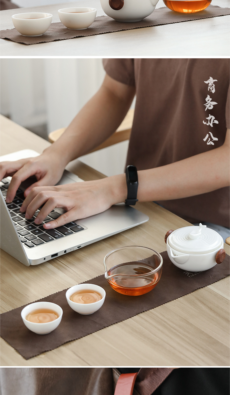 Become precious little creative Kun crack cup of modern travel kung fu tea set portable office a pot of tea ceramic package two cups