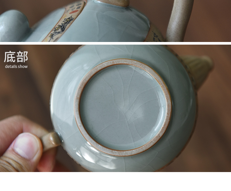 Become precious little teapot teacup lie longge up ceramic kung fu tea set suit household contracted manual single pot teapot