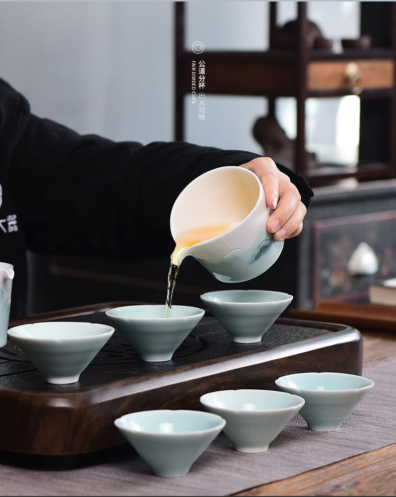 Become precious little empty mountain big star creative modern ceramic kung fu tea set suit household contracted dry tea bamboo tea tray