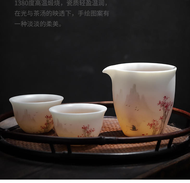 Become precious little hand - made with water up to the mountain jade suet white porcelain fair keller cup tea kungfu tea set ceramic points